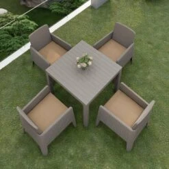 Lucca 5pc Dining Set With Cushions - Gray/Beige - DUKAP -VIDAXL Sale Store GUEST a2719d12 f1d7 4430 ac16 4ade90aeea98