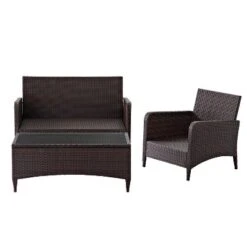 Kiawah 3pc Outdoor Wicker Conversation Set Blue - Crosley -VIDAXL Sale Store GUEST a28b541b e8a4 4d3b 8fc3 e566f55a3098