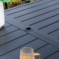 7pc Outdoor Rectangular Table & 6 Chairs With Grid Design - Black - Captiva Designs -VIDAXL Sale Store GUEST a346cc96 5307 4a18 9785 4793b4beabb9