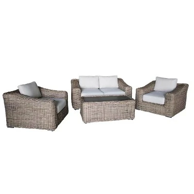 Kinger Home Hawaii 4-Piece Wicker Patio Furniture Set, Outdoor Conversation Patio Set With Deep Seating 7 Kinger Home Hawaii 4-Piece Wicker Patio Furniture Set, Outdoor Conversation Patio Set With Deep Seating - Image 7