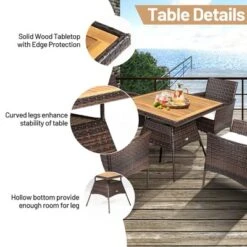 Costway 5PCS Patio Rattan Dining Furniture Set Arm Chair Wooden Table Top -VIDAXL Sale Store GUEST a460e0f5 dceb 4cca bf37 62ad5a9cd282
