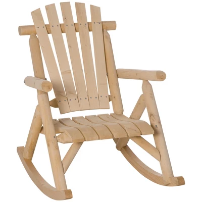 Outsunny Wooden Rustic Rocking Chair, Indoor Outdoor Adirondack Log Rocker With Slatted Design For Patio, Lawn 10 Outsunny Wooden Rustic Rocking Chair, Indoor Outdoor Adirondack Log Rocker With Slatted Design For Patio, Lawn - Image 10