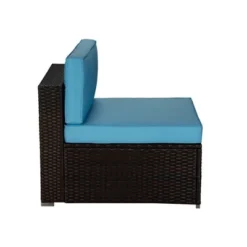 5pc Rattan Wicker Outdoor Conversation Set - Gray/Blue - GODEER -VIDAXL Sale Store GUEST a5a172b3 2523 49e8 aee4 09108fb95f9e