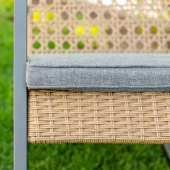 Komodo Modern Boho Faux Rattan & Metal Outdoor Rocking Chair With Cushion - Brown/Gray - Saracina Home -VIDAXL Sale Store GUEST a71a9c37 cd34 445c 88c4 696410288c89