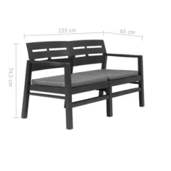 VidaXL 2-Seater Patio Bench With Weather-Resistant Plastic And Cushions, Lightweight And Easy To Assemble, Stylish Anthracite Finish -VIDAXL Sale Store GUEST a75366c9 305f 4bfd aeec 065e1e09854d