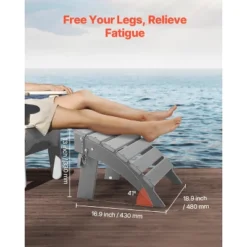 VEVOR Adirondack Ottoman, 16.9L X 18.9W X 13H Inch HDPE Plastic Folding Adirondack Ottoman, Weather-Resistant Foot Rest For Adirondack Chair, Gray -VIDAXL Sale Store GUEST a7e4ecb8 c182 4ea9 9a05 6727bd47196a