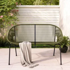 Outdoor PE Rattan Loveseat With Metal Frame,Patio Basket Loveseat With Hammock Weave,Wicker Loveseat For Garden Or Backyard-Cuddlewood -VIDAXL Sale Store GUEST a82e3f02 5299 4ae3 a235 58b529356e16