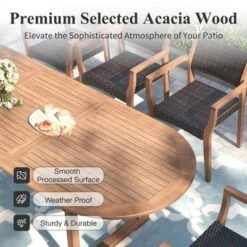 Captiva Designs 9pc Acacia Wood Patio Furniture Set With Expandable Dining Table & Arm Chairs -VIDAXL Sale Store GUEST a8864e90 3140 41a6 9490 ba1698545d31 1