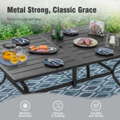 Captiva Designs 7pc Patio Dining Set With Slat-top Rectangle Steel Table & Metal Chairs -VIDAXL Sale Store GUEST a894915f 1936 49f3 a258 05dc71d38d60