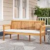 Tangkula 3 Person Outdoor Bench, 62.5" Acacia Wood Patio Sofa With Curved Armrests And Removable Seat Cushion