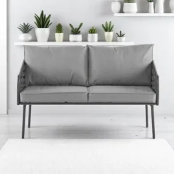 4-Piece Outdoor Patio Furniture Set With Rope Woven Chairs, Loveseat, Plastic-Wood Coffee Table, Water-Repellent Cushions & Rust-Resistant Frame -VIDAXL Sale Store GUEST a8e5e2b5 60c5 41a1 8535 03a8c136e0b6