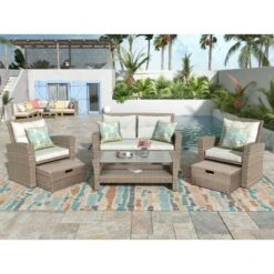 Eden 6 Piece Outdoor Conversation Set All Weather Wicker Sectional Sofa With Ottoman And Cushions Patio Furniture Set-Maison Boucle 15 Eden 6 Piece Outdoor Conversation Set All Weather Wicker Sectional Sofa With Ottoman And Cushions Patio Furniture Set-Maison Boucle -VIDAXL Sale Store GUEST a8f30a18 e1d7 4c04 91af e77f2f387a40