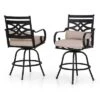 5pc Outdoor Bar Set With Swivel Stools With Cushions & Metal Table - Beige - Captiva Designs