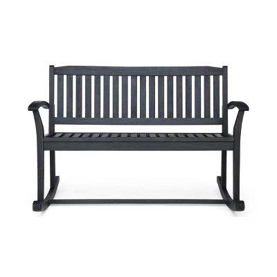 2-Seater Acacia Wood Rocking Loveseat With Smooth Motion,Rustic Outdoor Bench For Porch Or Backyard-The Pop Home 4 2-Seater Acacia Wood Rocking Loveseat With Smooth Motion,Rustic Outdoor Bench For Porch Or Backyard-The Pop Home - Image 4