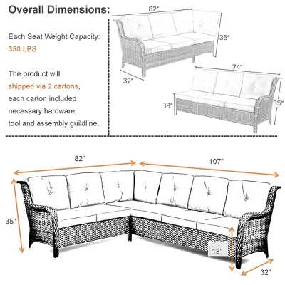Buenhomino 6-Seater Outdoor Sectional Sofa L Shaped Couch Patio Conversation Furniture Set, Wicker Patio Sectional Sofa For Deck Backyard Sunroom 1 Buenhomino 6-Seater Outdoor Sectional Sofa L Shaped Couch Patio Conversation Furniture Set, Wicker Patio Sectional Sofa For Deck Backyard Sunroom