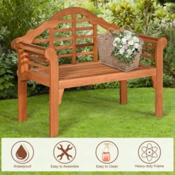 Costway 49'' Outdoor Folding Bench Eucalyptus Wood Backrest Armrest Patio Garden -VIDAXL Sale Store GUEST ab505262 055b 4d53 a970 18ee6030ff5a