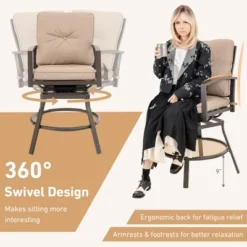 Costway Patio 3pcs Swivel Bar Height Bistro Set Cushioned Table Stools Furniture Outdoor -VIDAXL Sale Store GUEST ab9a4ada 12ad 4c55 b31b 01e5ce7533f4