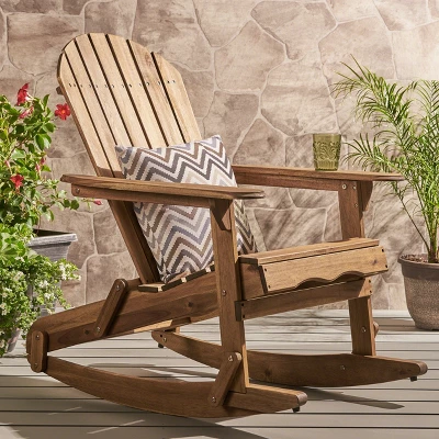 Christopher Knight Home Cartagena Outdoor Acacia Wood Adirondack Rocking Chair 9 Christopher Knight Home Cartagena Outdoor Acacia Wood Adirondack Rocking Chair - Image 9