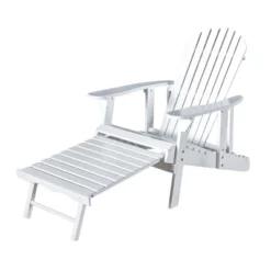 Hayle Reclining Wood Adirondack Chair With Footrest - White - Christopher Knight Home: Outdoor Patio Seating, Weather-Resistant -VIDAXL Sale Store GUEST ac8f37c9 2d5e 4a60 ab10 e5199bc7f39b