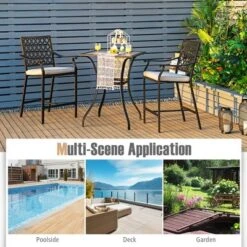 Costway Patio Square Bar Table Wood-Like Tabletop Metal Frame Garden Backyard -VIDAXL Sale Store GUEST ac959e44 38ee 44a3 8cc8 ad2a0144aff9