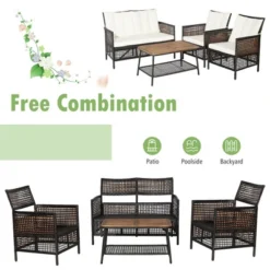 Tangkula 8PCS Cushioned Patio PE Wicker Conversation Furniture Set W/ Acacia Wood Tabletop -VIDAXL Sale Store GUEST ad190e86 462b 4340 ad9b 9790605324b1
