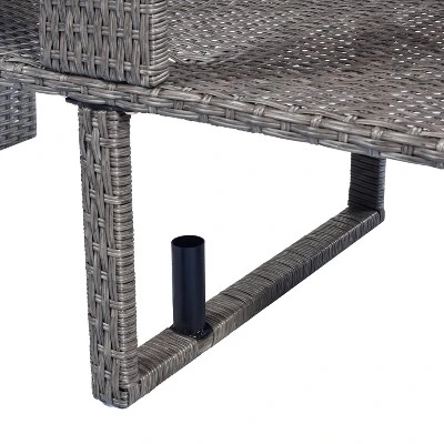 2pc Outdoor Wicker Conversation Sectional Set With Cushions & Half-Moon Side Table For Umbrella - Gray - GODEER 17 2pc Outdoor Wicker Conversation Sectional Set With Cushions & Half-Moon Side Table For Umbrella - Gray - GODEER - Image 17