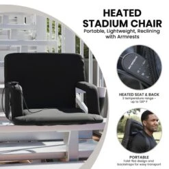 Emma And Oliver Extra Wide Foldable Reclining Heated Stadium Chair With Backpack Straps - Black -VIDAXL Sale Store GUEST ae85ff23 5076 4227 8de6 c24f0b036eaa