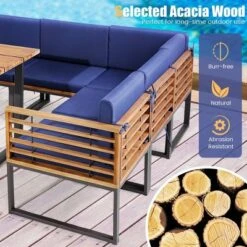 Costway 8pcs Patio Acacia Wood Dining Table & Ottoman Sofa Chair Set Outdoor Furniture -VIDAXL Sale Store GUEST b0ef7ea9 6f94 4973 a8e4 f03831a79e36