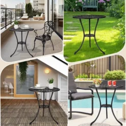 GustoWave 60cm Round Garden Side Table, Outdoor Coffee Table, Vintage All-Weather Small Patio Side Table For Balcony, Backyard And Poolside -VIDAXL Sale Store GUEST b15fac09 1116 4c7a 9297 c49875113f12