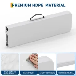 Portable Folding Bench 6ft, Plastic Foldable Bench HDPE Top With Carrying Handles For Outdoor Picnic Camping Party Sports Activities -VIDAXL Sale Store GUEST b17201de c8de 4448 846f 4f729af4c5f5