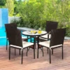 Tangkula 4 PCS Stackable Rattan Chairs Outdoor Dining Chairs W/Cushion For Porch Yard Garden