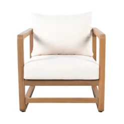 Solid Acacia Wood Outdoor Club Chair With White Cushions, Wide Seat Patio Armchair For Porch Or Balcony-Baofuwish -VIDAXL Sale Store GUEST b4272f8a eb1e 46ae b5ab 549b5f91f961