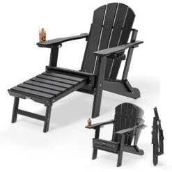 VINGLI Back-Adjustable Plastic Folding Adirondack Chairs With Retractable Footrest & 2-in-1 Cup Holders, Capacity 400 LBS -VIDAXL Sale Store GUEST b45e7e55 f31d 4dec a996 1fe64f0d1d69