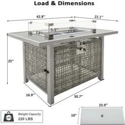 43" Propane Gas Fire Pit Table Patio Dining Table Patio Coffee Table 60000 BTU Rectangular Open Weave Wicker Fire Pit, Orange/Gray-ModernLuxe -VIDAXL Sale Store GUEST b47f26ce 53a4 4e24 b958 6efc648a9920
