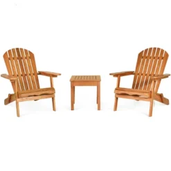 Tangkula Outdoor 3 Pieces Adirondack Chair Patio Furniture Set Eucalyptus Wood -VIDAXL Sale Store GUEST b4a0b4b7 6799 4168 9d3c 72622fbe32b5