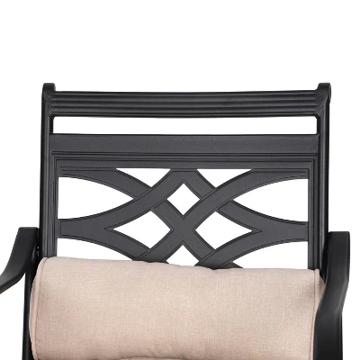 5pc Outdoor Bar Set With Swivel Stools With Cushions & Metal Table - Beige - Captiva Designs 3 5pc Outdoor Bar Set With Swivel Stools With Cushions & Metal Table - Beige - Captiva Designs - Image 3