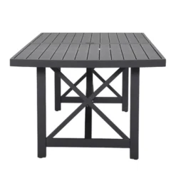 COWLOWN Aluminum Double Panel Outdoor Dining Table For 8, Painted Finish Rectangular Patio Table For Garden, Deck, Or Backyard