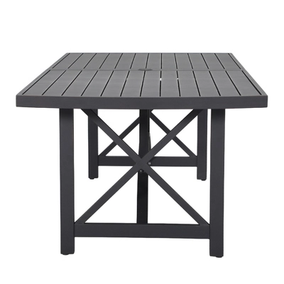COWLOWN Aluminum Double Panel Outdoor Dining Table For 8, Painted Finish Rectangular Patio Table For Garden, Deck, Or Backyard 1 COWLOWN Aluminum Double Panel Outdoor Dining Table For 8, Painted Finish Rectangular Patio Table For Garden, Deck, Or Backyard