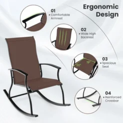 Tangkula Set Of 4 Outdoor Rocking Chair Patio Rocker W/ Breathable Fabric Brown -VIDAXL Sale Store GUEST b540fe13 27c1 4e5e 80d8 368d9f192d30