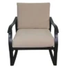 3pc Metal Outdoor Set With Rocker, Teapoy & Cushions - Black/Beige - GODEER