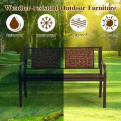 Costway Patio Garden Bench Steel Frame Rattan Backrest Park Yard Outdoor Porch Furniture 11 Costway Patio Garden Bench Steel Frame Rattan Backrest Park Yard Outdoor Porch Furniture -VIDAXL Sale Store GUEST b700c723 2a5a 40f7 a834 fa98849e7db0