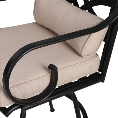 5pc Outdoor Bar Set With Swivel Stools With Cushions & Metal Table - Beige - Captiva Designs 2 5pc Outdoor Bar Set With Swivel Stools With Cushions & Metal Table - Beige - Captiva Designs - Image 2