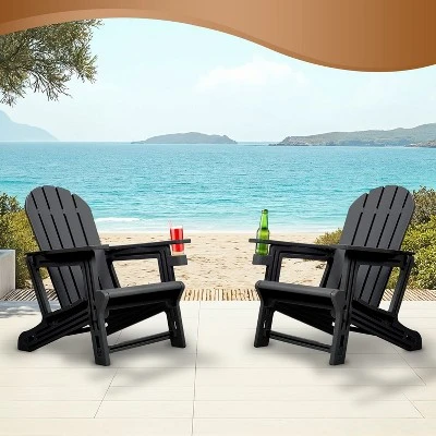 Vulcan Adirondack Chair - HDPE Weather Resistant, No Tools And Hardware Required 5-Minute Assembly, Patio, Firepit Or Lawn Chairs, Black 7 Vulcan Adirondack Chair - HDPE Weather Resistant, No Tools And Hardware Required 5-Minute Assembly, Patio, Firepit Or Lawn Chairs, Black - Image 7