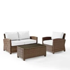 Bradenton 3pc Outdoor Conversation Set With Loveseat & Armchair With Coffee Table - Crosley -VIDAXL Sale Store GUEST b809dfe3 dfa6 4851 8d36 5183fd95848d