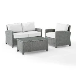 Bradenton 3pc Outdoor Conversation Set With Loveseat & Armchair With Coffee Table - Crosley -VIDAXL Sale Store GUEST b8f1f374 f369 446d b9c7 9135c9078e6c