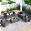 7pc Wicker Patio Seating Set With Storage Box - Gray - GODEER -VIDAXL Sale Store GUEST b92afe65 21bc 48a4 ae3d 6280614baf3a