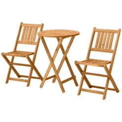 Outsunny Bistro Table And Chairs Set Of 2, Acacia Wood Patio Table, Wooden Folding Chairs, Varnished, 3 Piece Outdoor Furniture Set, Slatted, Teak -VIDAXL Sale Store GUEST b933224b 21f4 4aa7 b6fc 8cbac0c58552
