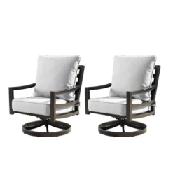 Oakland Living 2pk Deep Seating Swivel Rocking Aluminum Outdoor Patio Club Chairs Gold