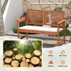 Costway Patio Bench Outdoor Solid Wood Loveseat Chair With Backrest & Cushion Porch Garden 12 Costway Patio Bench Outdoor Solid Wood Loveseat Chair With Backrest & Cushion Porch Garden -VIDAXL Sale Store GUEST bbaef6bd e603 4787 9134 0642b91dc071