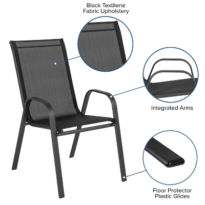 Emma And Oliver 4 Pack Outdoor Stack Chair With Flex Comfort Material - Patio Stack Chair 11 Emma And Oliver 4 Pack Outdoor Stack Chair With Flex Comfort Material - Patio Stack Chair - Image 11